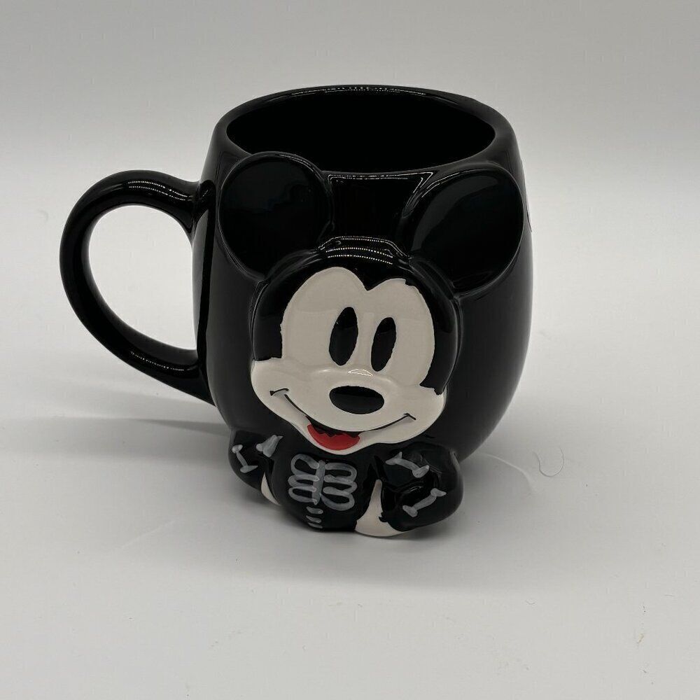 NEW Disney Mickey Mouse 3D Skeleton Halloween Mug 16 oz